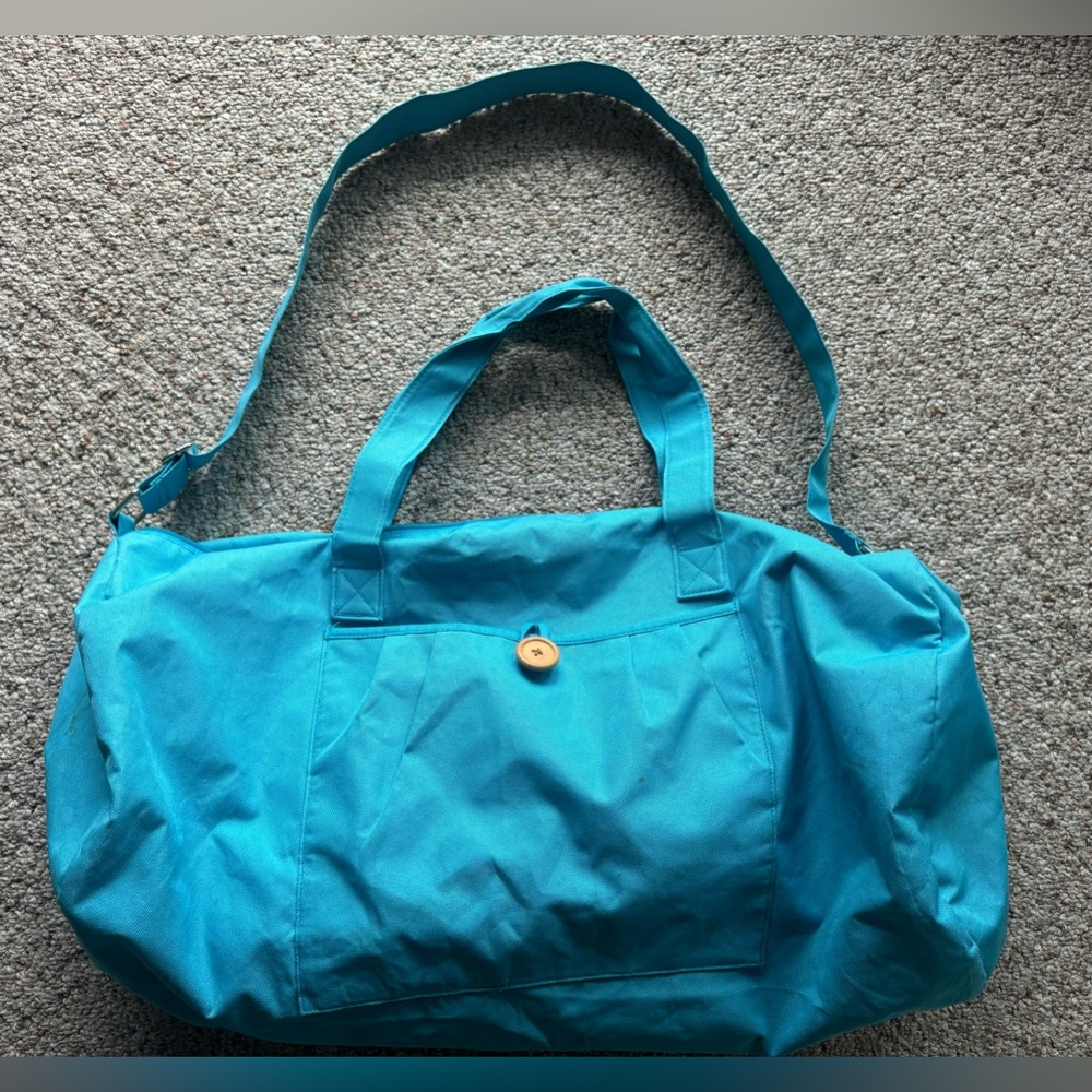 Vintage Unisex Men’s Women’s Blue Gym Sport Duffle Zip Up Bag Adjustable Strap